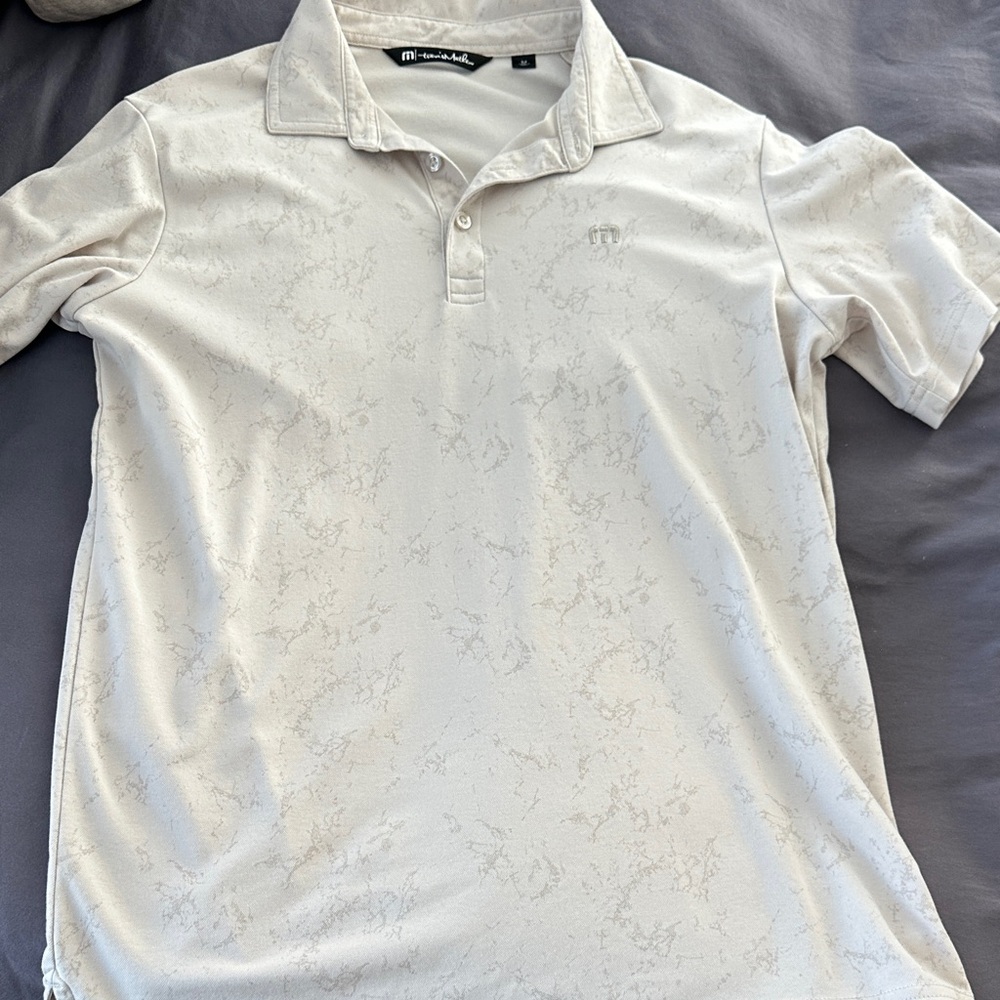 Travis Mathew Subtle Pattern White Polo Shirt
